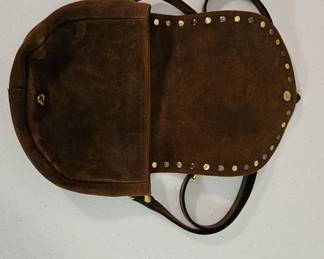 Whiskey Suede Leather Flap Crossbody Bag