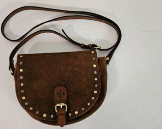 Whiskey Suede Leather Flap Crossbody Bag