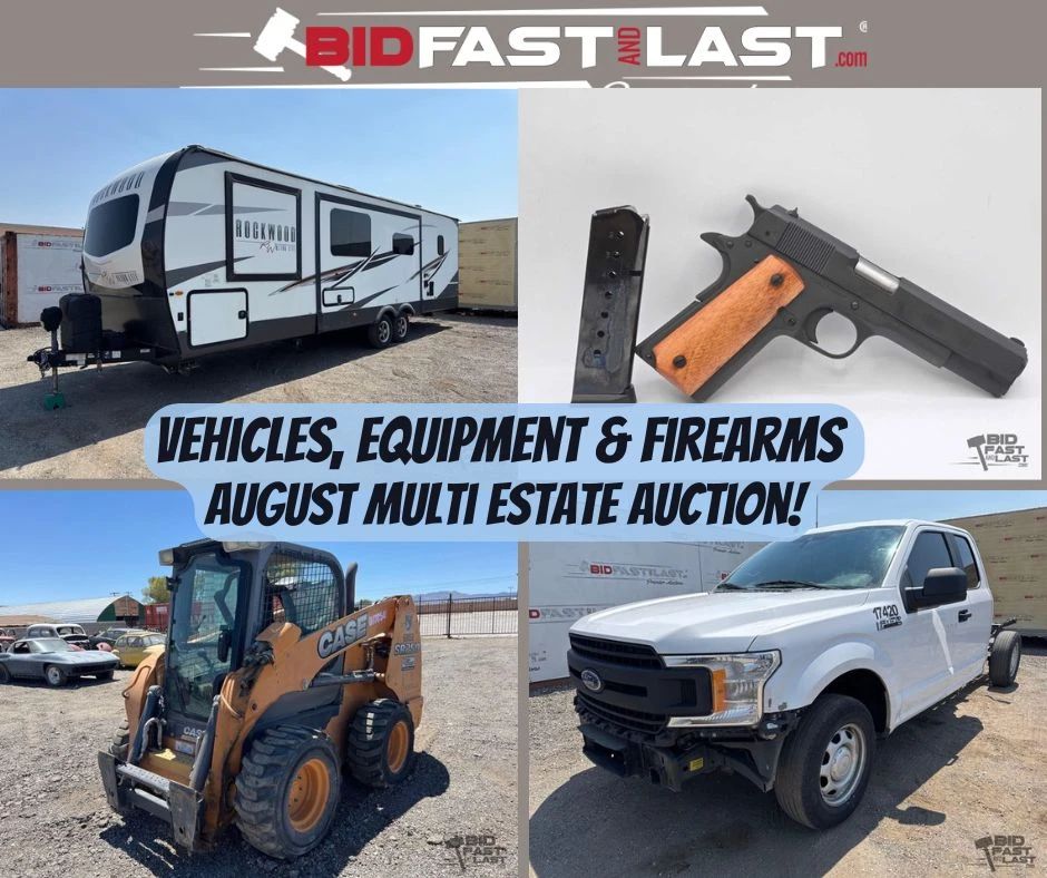 Vehicles, Equipment and Firearms August Multi Estate No Reserve Auction