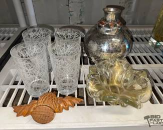 4528  Spaghetti String Glasses, Candy Dish, Decor and Vase with Jar 