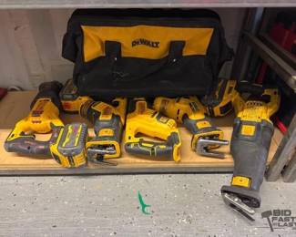 5568  5 DeWalt Reciprocating Saws, Batteries, Tool Bag, Pliers 