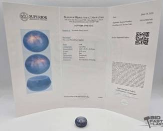 990 Natural Star Sappbire Oval Cabochon with SGL Report, 83.32 Carats