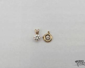 798  2 14k Gold Pendants with Diamonds, 1.5g 