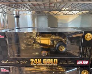 4056  6 Racing Champions Limited Edition 124 Scale Hot Rod Magazine Reflections in Gold 24K Gold Plated Commemorative Series Die Cast Replicas 