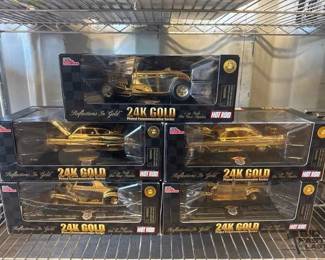 4058  5 Racing Champions Limited Edition 124 Scale Hot Rod Magazine Reflections in Gold 24K Gold Plated Commemorative Series Die Cast Replicas 