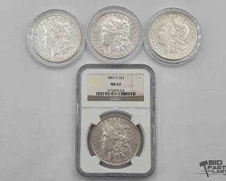 1302  4 Morgan Silver Dollars 