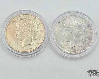 1304 2 Liberty Peace Dollars