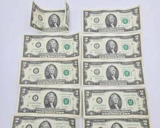 1502 10 $2 Bills with 3 Consecutive Sequences
