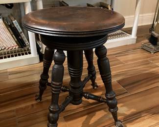 25B $60.00 swivel Piano stool with glass claw feet