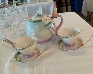 #40 $80.00 Franz butterfly tea for 2 - 3 pieces