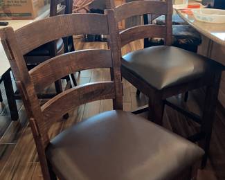 28 $100.00 Set of two wood barstools counter height 19x43x25