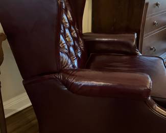 21 $140 each Wing back burgundy leatherette recliners (2)