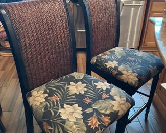 27 $90.00 Set of 2 barstools black & rattan counter height 20Wx43Tx25H seat