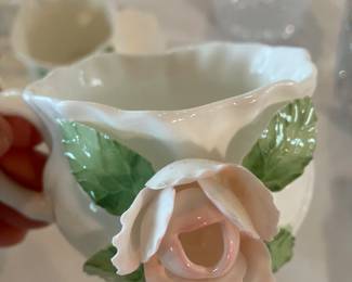 41 $58.00 Rosa collection tea pot & 3 cups