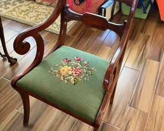106	$90.00 	Mahogany Chair with Needlepoint Seat

