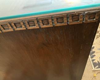 #58	$600.00 	Romwebber desk oak Gothic sides 36x80x30
