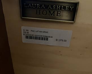 23 $190.00 Laura Ashley Home Chest 3 drawers on casters 44Lx35 1/2Tx22D