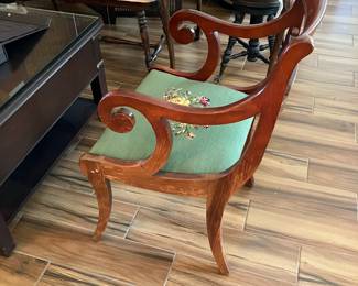 106	$90.00 	Mahogany Chair with Needlepoint Seat
