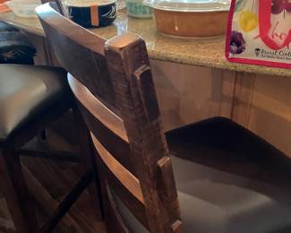 28 $100.00 Set of two wood barstools counter height 19x43x25