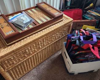Wicker trunk, Disney bags and wrap