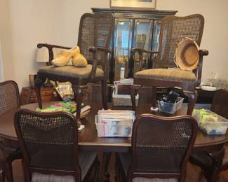 Dining table, sawgrass basket, Dutch shoes