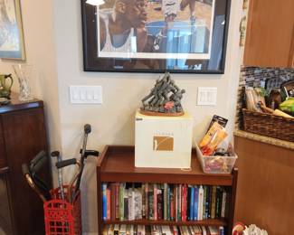 Books, kitchen linens, Shaq, walking canes
