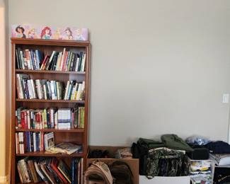 Books, backpacks, travel bags, Mighty Ducks shirts, Disney shirts