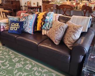 Sofa, throw pillows, throws