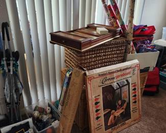 Wicker Storage Trunks, Disney ephemera, exclusive Franklin Mint Scrabble Board