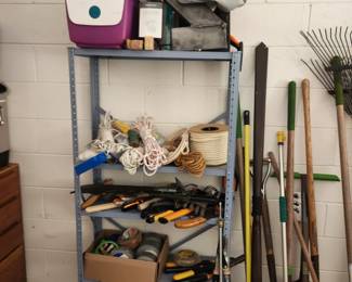 Lawn & Garden tools, garage shelf, coolers