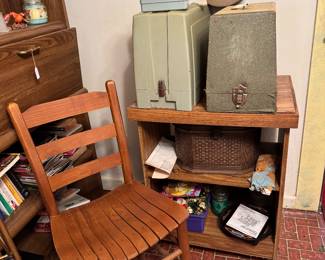 Vintage sewing machines , solid chair