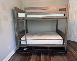 High-end Double Bunk Bed with 3 Soft-clossing Drawers for Storage-Sleeps 4
75in tall X 80.5 long X 57.5 deep