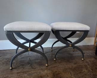 French Neoclassical 19 Century Inspired S-Curve Stools