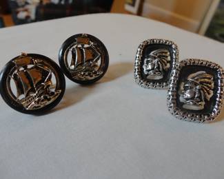 Swank Santa Maria Ship Cufflinks/Swank Native Warrior Chief Cufflinks