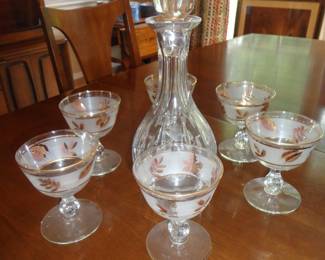 Vintage Libby Golden Foliage Frosted Glasses