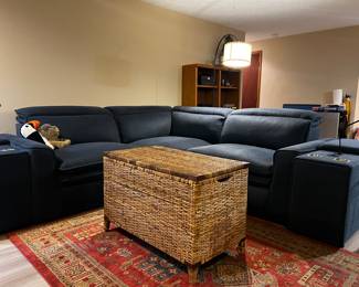Navy sectional w/ dual power recliners/USB/drink holders & storage