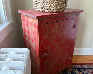 Distressed rustic side accent table  storage cabinet 