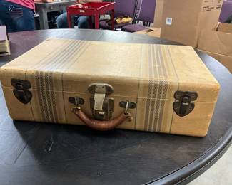 Striped Tweed Brown & Tan Suitcase