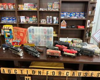 Assorted Tin Toys, Die Cast Cars, Gauge O Train Cars 
