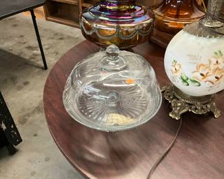 Large Pedestal Clear Glass Cake Stand & Cover