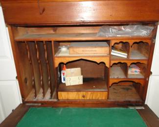 Inside of antique secretary