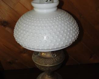 Hobnail and metal lamp