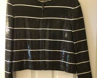 St. John Couture Pailett Jacket  w/Black & White Stripes 