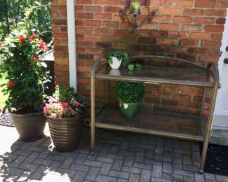 Outdoor Glass Top 2 Shelf Plant Stand 
