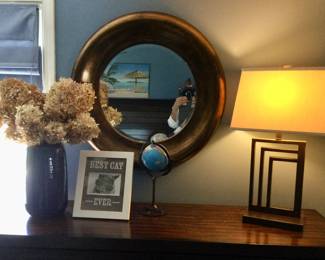 Mid Century Table Lamp & Wall Mirror