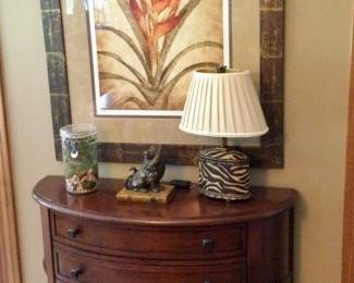 Half Moon Console Table w/framed art