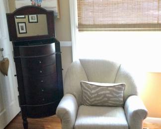 Bedroom Sitting Chair w/Standing Jewelry Chest