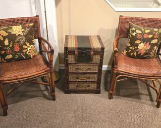 Rattan Arm Chairs w.Cushions