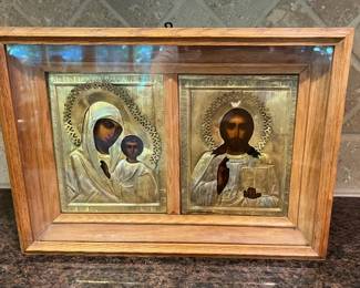Russian Icons Christ & Virgin Mary Wedding Set