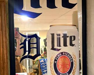 Detroit D "Lite" Beer framed mirror